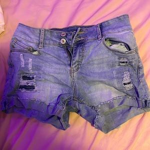Ripped jean shorts